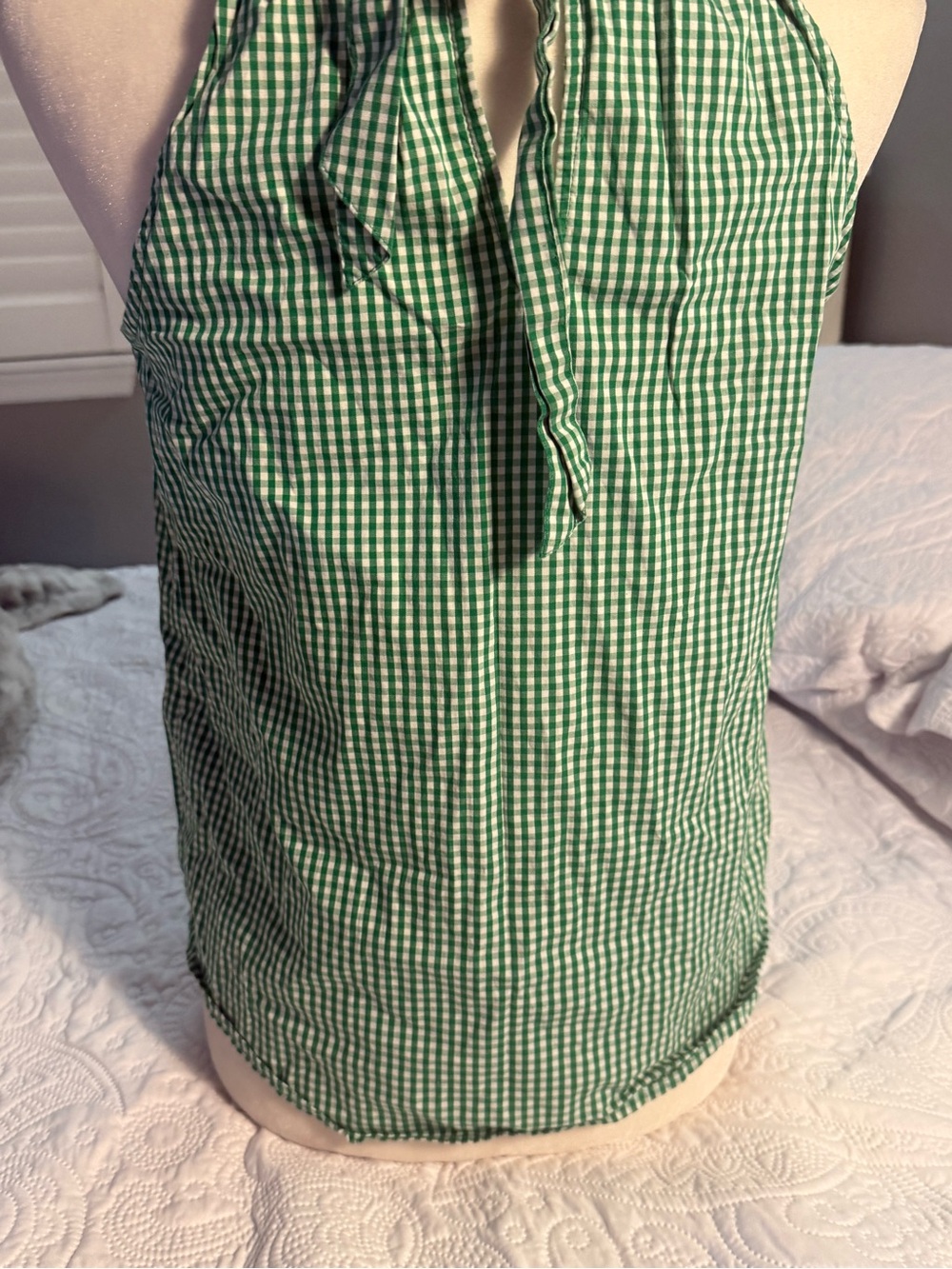 J. Crew Green Gingham Halter Neck Blouse - Picture 8 of 11